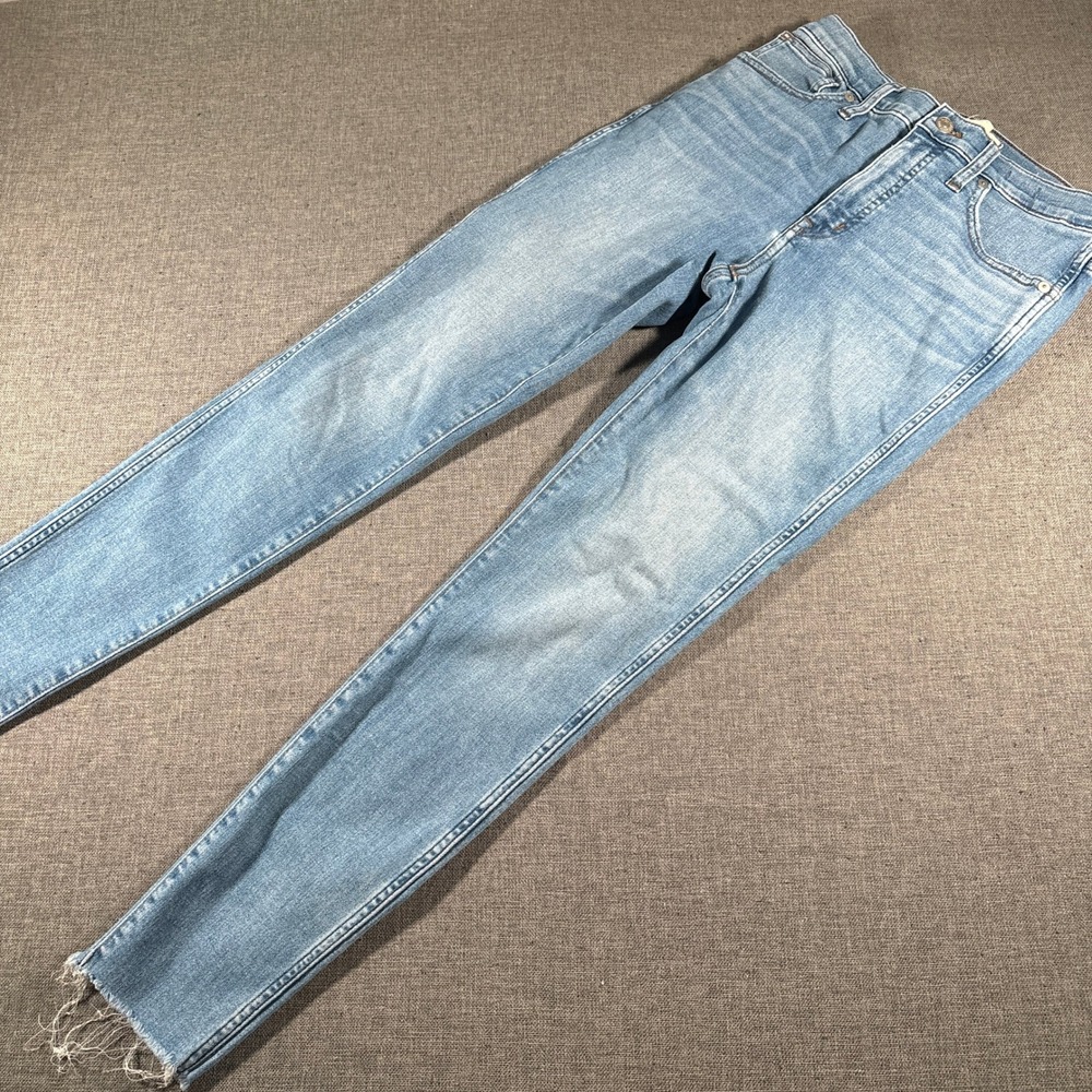 Madewell 10" High-Rise Skinny Jeans Womens 27 Light Blue Raw Hem Denim